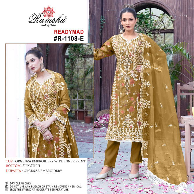 R 1108 By Ramsha Nx Organza Readymade Pakistani Suits Wholesale Market In Surat
